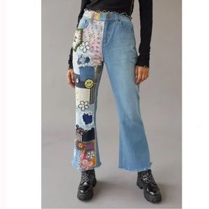 NWT BDG High-Waisted Flare Jean Indigo Craft Patchwork Size 27